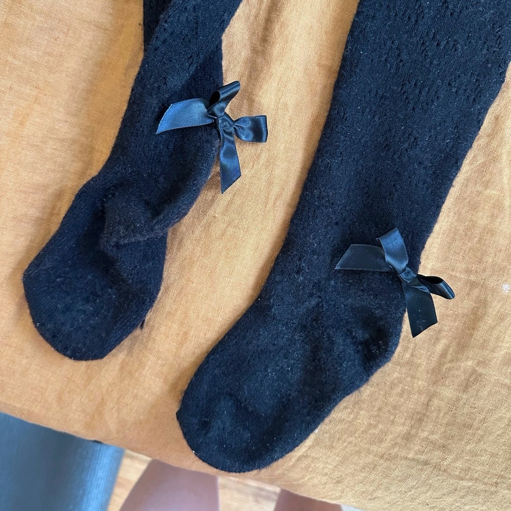 betsey johnson coquette knit stockings with bows
